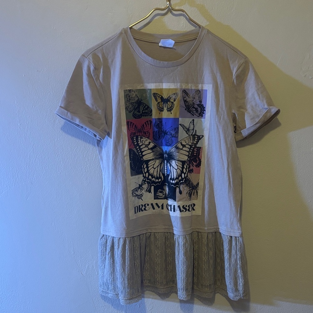 Self Esteem Beige Butterfly Long Sleeve Tee